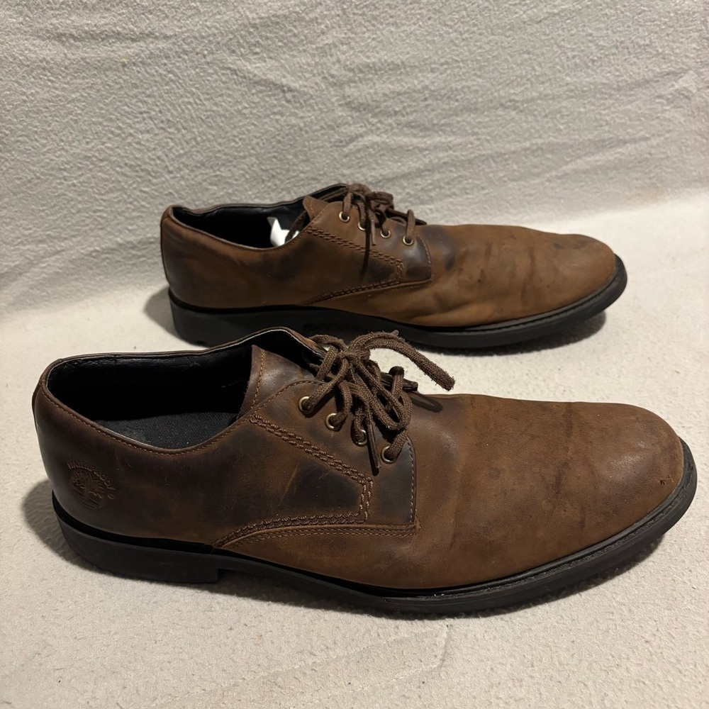 Timberland Men's Premium Leather Waterproof Oxford Shoes Size 12M Brown - Picture 4 of 9